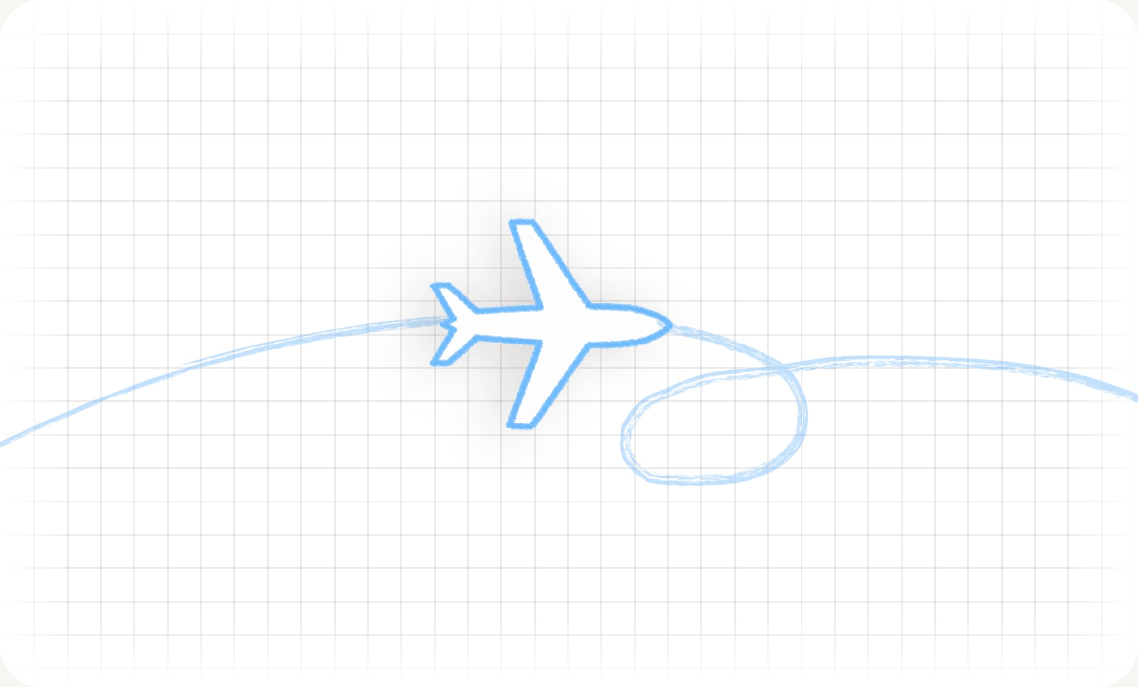 A paper plane with a blue trail flying above a HoldSay dictation still being written