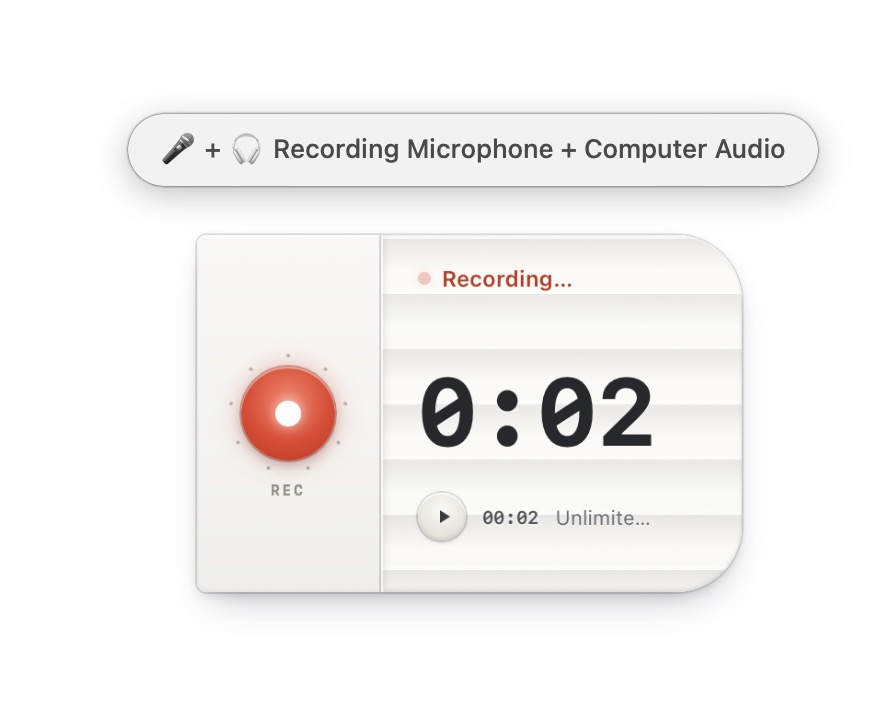 HoldSay recording microphone and computer audio on the floating voice card